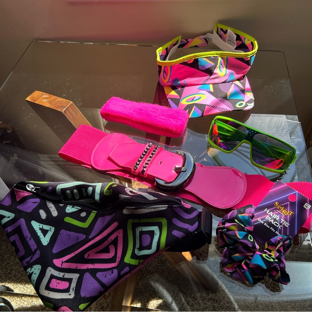Spirit Halloween 80s Costume Accessories Bundle Neon Retro